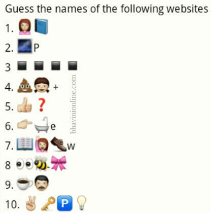 Whatsapp Puzzles: Guess websites names from emoticons and smileys
