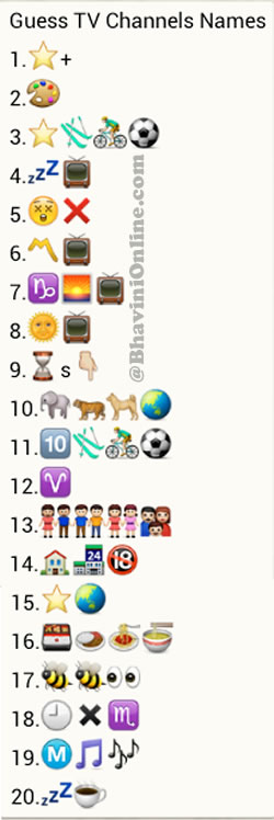 Guess these TV Channels names from whatsapp emoticons