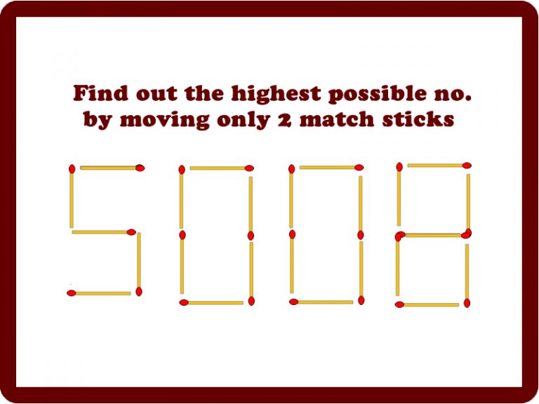 try to make the biggest possible number by moving only 2 matchsticks brain out