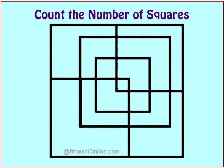 Count The Number of Squares In The Given Picture | BhaviniOnline.com