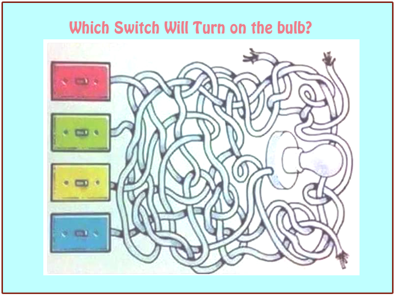 Fun Picture Riddle Which Color Switch, 3 Light Switches Riddle