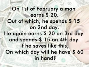 Money Saving Riddle: When Will the Man Save $ 60? | BhaviniOnline.com