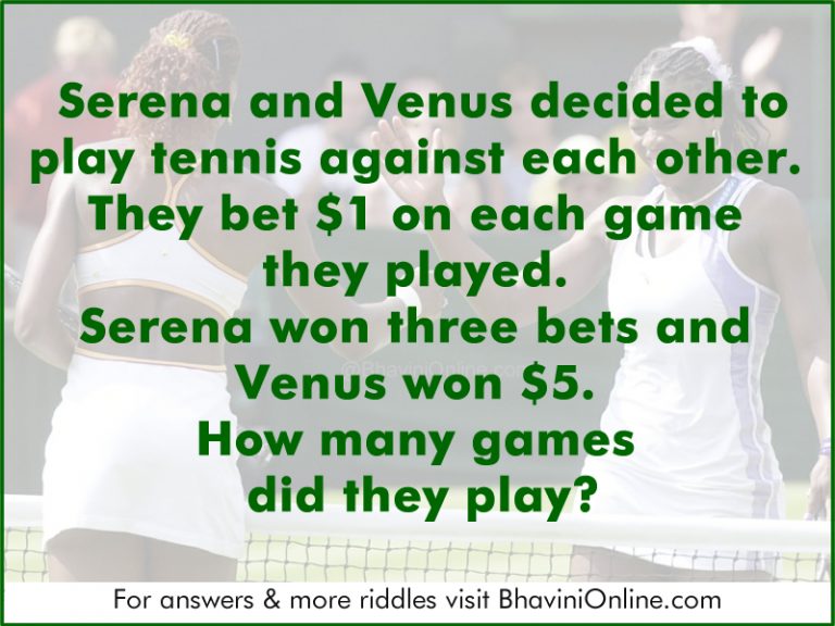 Brainteaser How Many Games Did Serena and Venus Play?