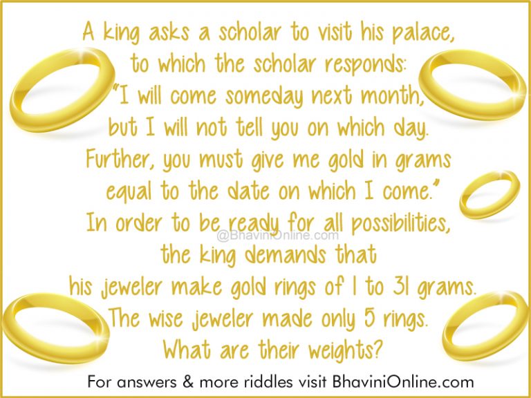 Logical Riddle: What Are the Weights of the 5 Rings the Jeweler Made ...