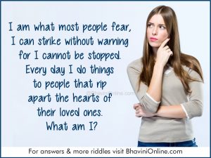 Word Riddle: I Am What Most People Fear | BhaviniOnline.com